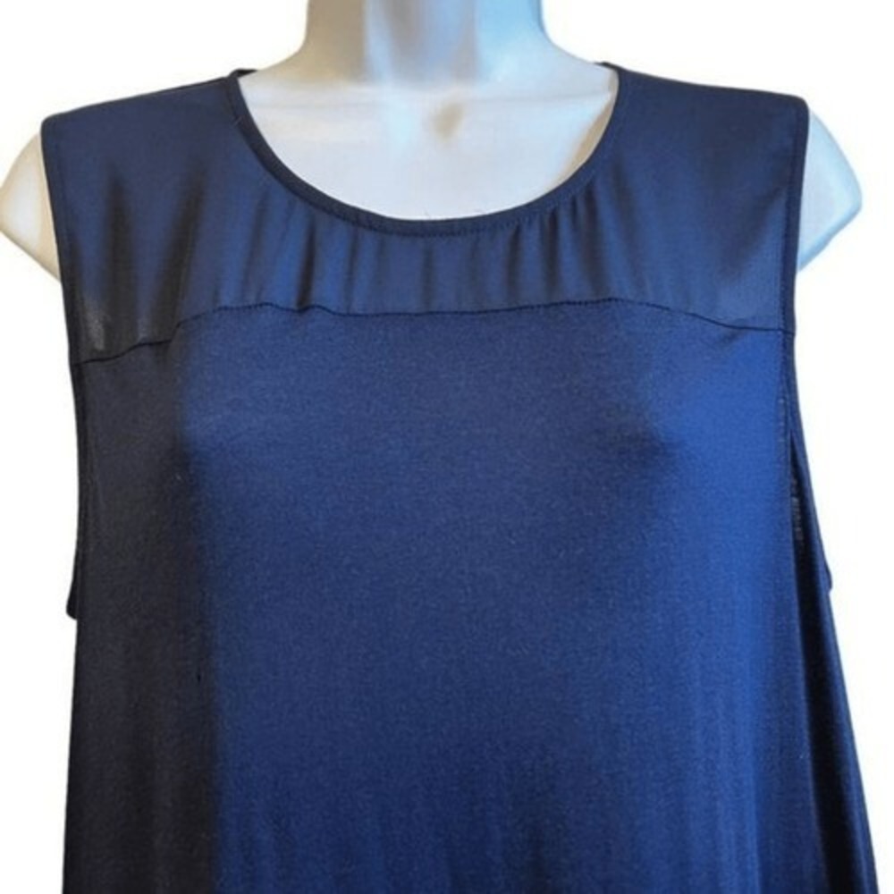 J. CREW Dark  Navy  Sleeveless Tunic Top‎  Fringe  Hem EUC Medium - Picture 3 of 7